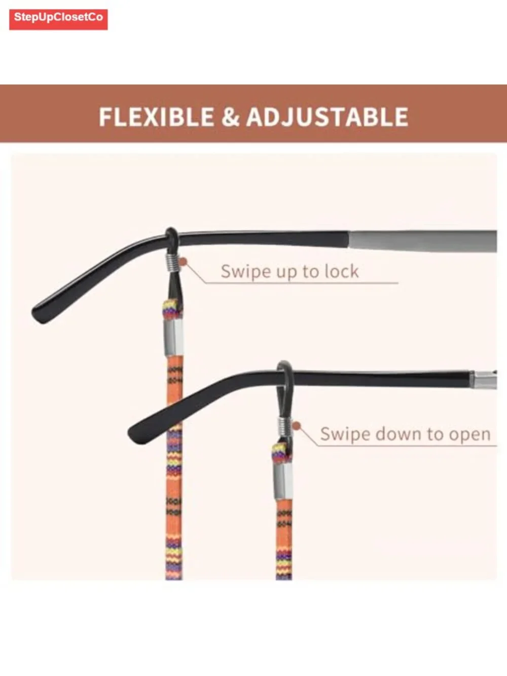 6 Pack Eyeglass Strap Holder Faux Leather Glasses Chain for Men Women